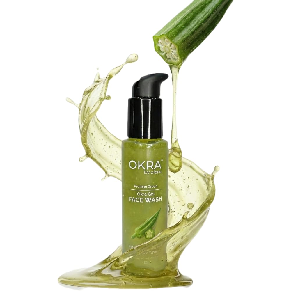 Okra (Ladyfinger) Gel Face Wash, Natural Radiance Routine Care Face Wash For Soothes, Refreshing & Glowing Skin | Gentle Daily Cleanser Perfect For Men & Women, Suitable on All Types of Dry & Oily Skin ladyfinger facewash for men and women 100ml