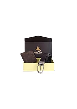 LONDON ALLEY ELK Vintage Brown Leather Wallet & Black/Brown Reversible Belt Combo Gift Box for Men - image, photos
