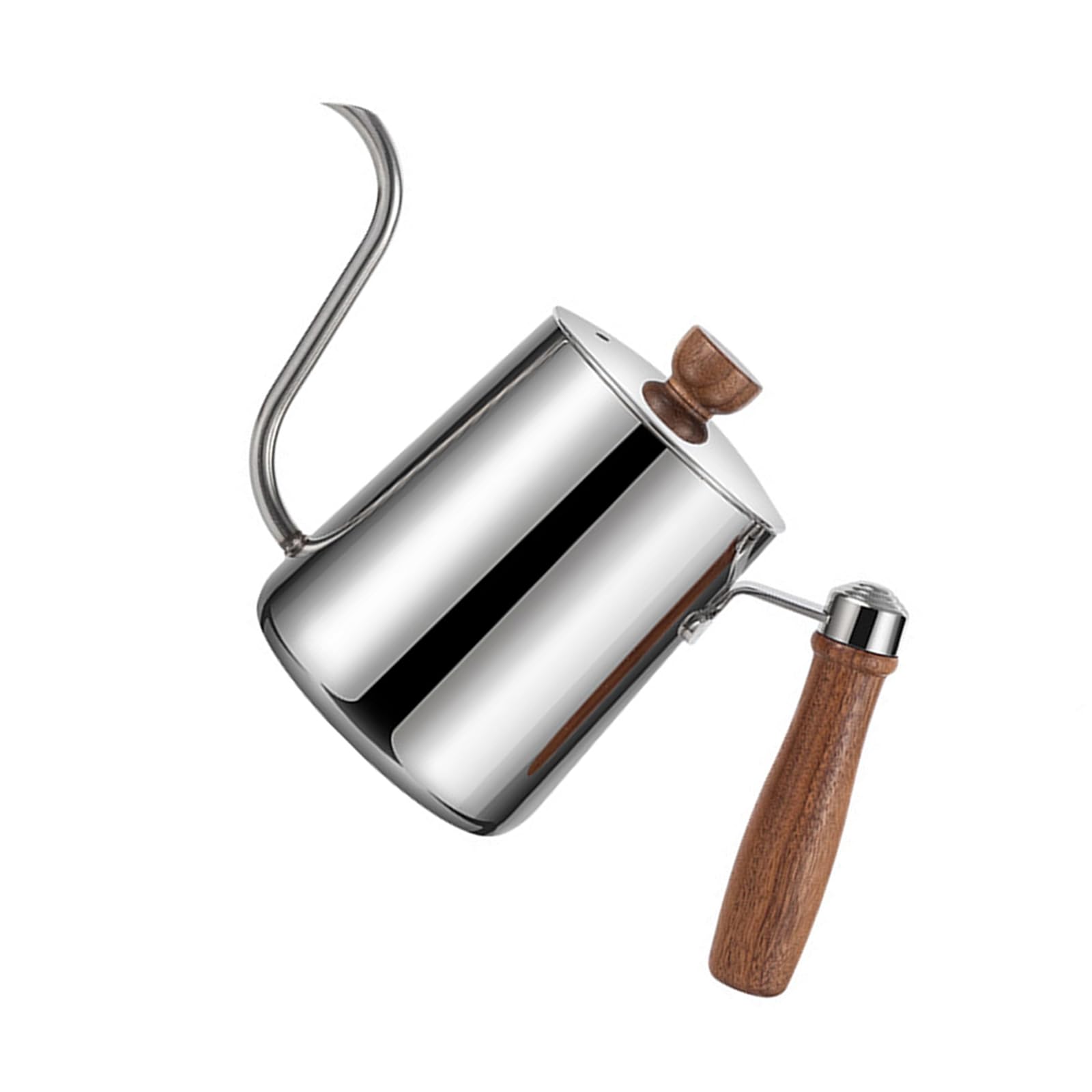 Oxxggkao 600ML Long Gooseneck Spout Coffee Kettle with Wood Handle and Scale Steel Tea Pots for Smooth Water Flows Control Baristas Coffee Kettle
