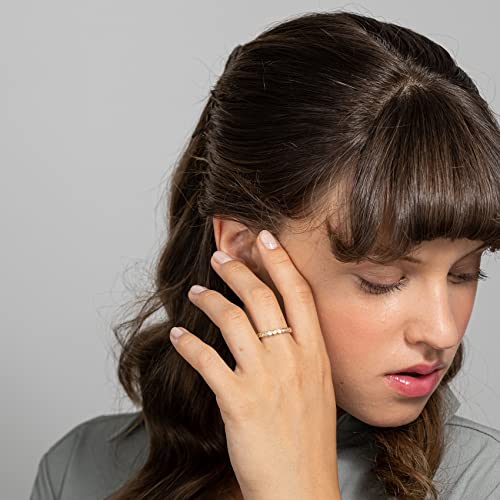 PAVOI 14K Gold Plated Rings with Cubic Zirconia - 2.8mm Stackable for Women - Gold Love Ring4