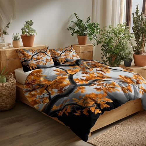Housse de Couette 140x200 Microfibre Douce Textures d'Arbres Premium
