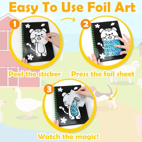 Image of FUNNYB&G Mess-Free Foil Art Craft for Kids Ages 4-10, Kids Birthday Gift