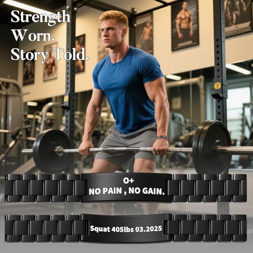 Personalized ID Bracelet for Men– Custom Laser Engraving on Both Sides, Waterproof Stainless Steel, Adjustable Fit, 4 Color Options3