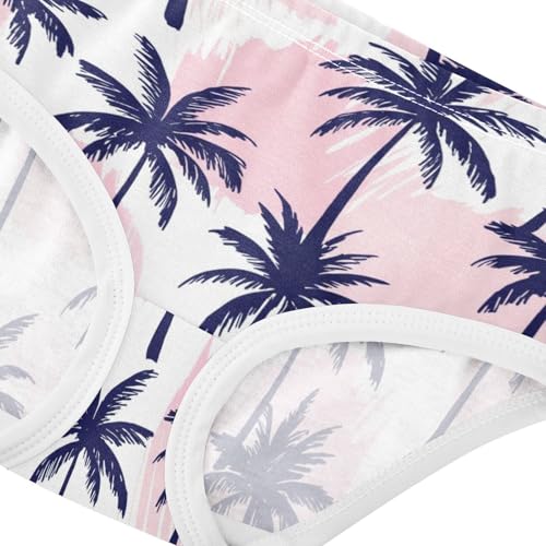 Joisal Navy Blue Palm Trees Pink Toddler Underwear Floral 2t Cotton Cute Panties Girl Print Briefs Underpants4