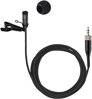 Lavalier Microphone Omnidirectional Condenser Lapel Mic Compatible with Sennheiser Wireless System Transmitter Bodypack 3.5mm Stereo Female Screw Plug with Clip & Cap Microphone