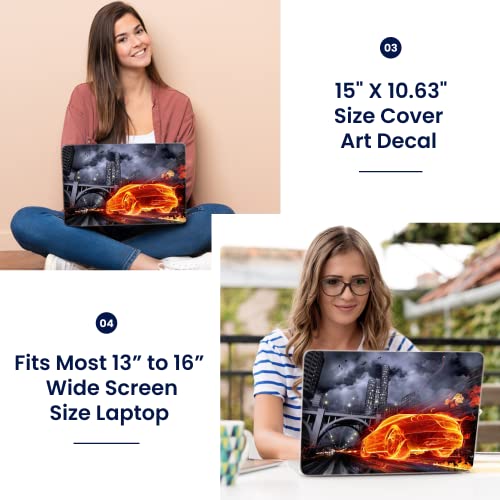 Image of LSS Laptop 15 15.6 Skin Cover with Colorful Flame Racer Car Pattern for HP Dell Lenovo Apple Asus Acer Compaq - Fits 13.3 inch 14 inch 15.6 inch 16 inch (2 Wrist Pads Free)
