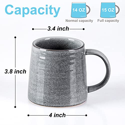 Tacuhy Large Ceramic Coffee Mug With Handle, Pottery Coffee Mug, Stoneware Big Tea Cup For Office And Home, 15 Oz, Dishwasher And Microwave Safe, 1 Pcs, Grey #TOP1