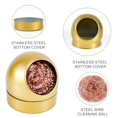 Image of Soldering Iron Tip Cleaner, Premium Stainless Steel Soldering Iron Cleaner Quick Cleaning No Water Required Soldering Iron Tip Cleaner Practical Tools(Gold)