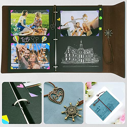 Álbum de fotos de cuero sintético SEEHAN, 8,5 x 11 pulgadas, para scrapbooking, diario de viaje, álbum de recuerdos para parejas, DIY, regalo vintage para aniversario y San Valentín miniatura 4