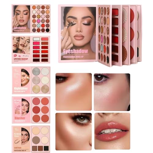 Palette De Maquillage En Forme De Livre | 55 Couleurs Longue Tenue | Palette de Fards à Paupières et Blush Poudre Pigmentés - Pour Femmes Filles Fête Mariage...