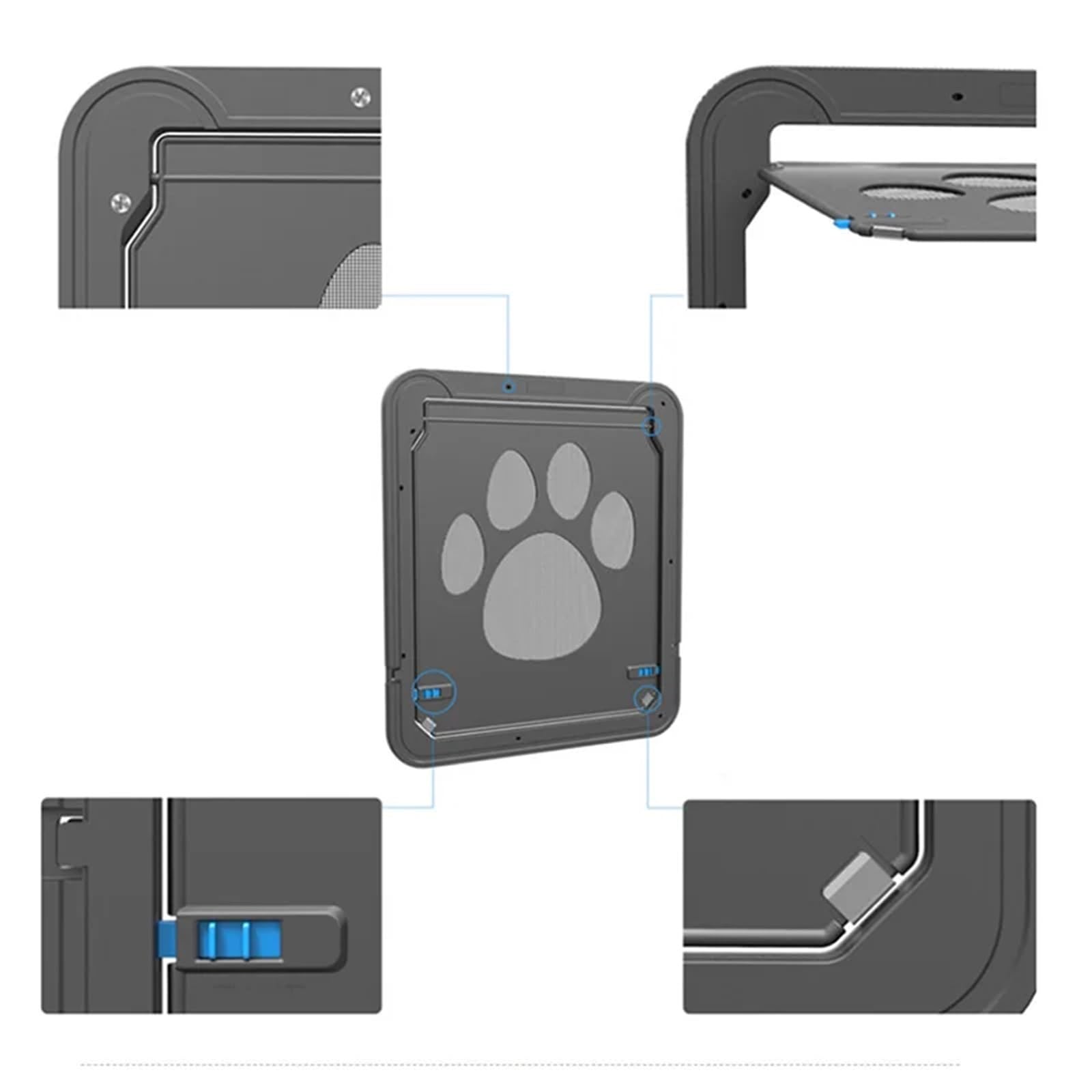Große Tierklappe 4-Wege-abschließbare Kunststoff-Haustiertür for große Hunde und Katzen, for Bildschirmfenster, Sicherheitsklappen, Tore, Haustiertunnel, Hund