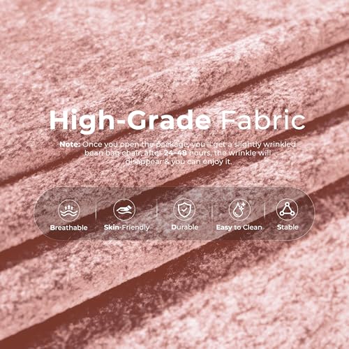 Image of HABUTWAY Giant Bean Bag Chairs Lazy Sofa for Adults,3 Seater,Pink | 3 Seater Fireside Chair, Memory Foam Lazy Large Floor Bean Bag Sofa for Living Room, Bedroom, Dorm, Office