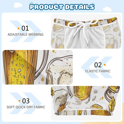 Wheat Leaves Beer Cute Colored Cats Boys Swim Trunks Swimsuits for Toddler Boy Swim Shorts Trunks 3-10T3