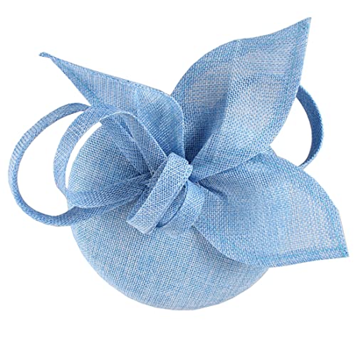 Paotit Sinamay Fascinators For Women Wedding Church Tea Party Hat Flower Hat Headband (03-Light Blue), One Size #TOP2