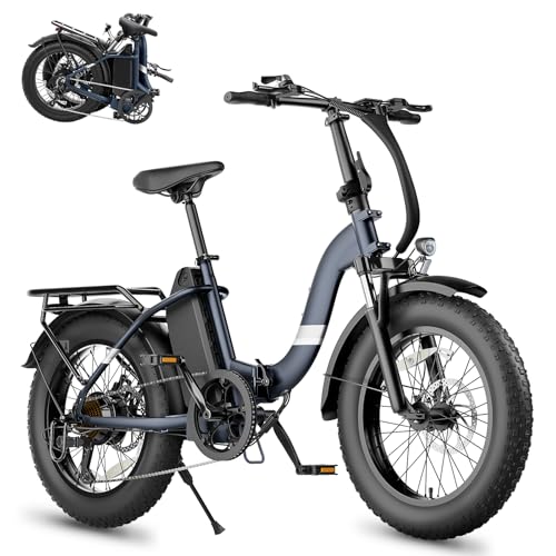 Touroll S2 Klappbar E-Bike Herren, 20'×4.0' All-Terrain Reifen, 150km Reichweite, 250W Fatbike, 720Wh Akku, StVZO Straßenzulassung – Elektrofahrrad für Stadt, Offroad & Pendler (S2+Fahrradschloss)