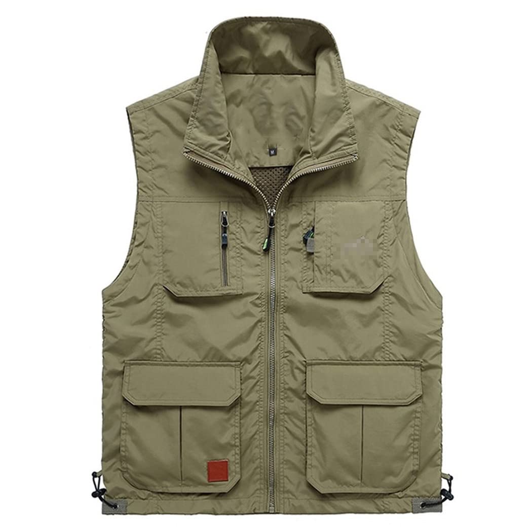 Chaleco multi fino del bolsillo de la malla del verano, chaqueta sin mangas casual masculina del tamaño grande con el chaleco de muchos bolsillos