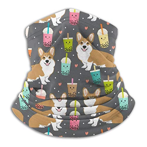 Corgi Bubble Tea Boba Tea Fabric Cute Kawaii Corgis Pattern Sports Fishing Mask Neck Gaiter Headwear Sun Mask Headband Bandana Balaclava Multifunctional Breathable Neck Warmer Scarf Half Face Cover