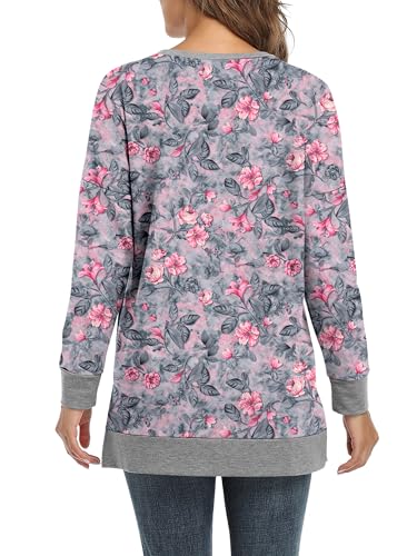 BETTE BOUTIK Women's Drop Long Sleeve Sweatshirts Casual Crewneck Tunic Tops Sweartshirts With Side Slits S-3XL