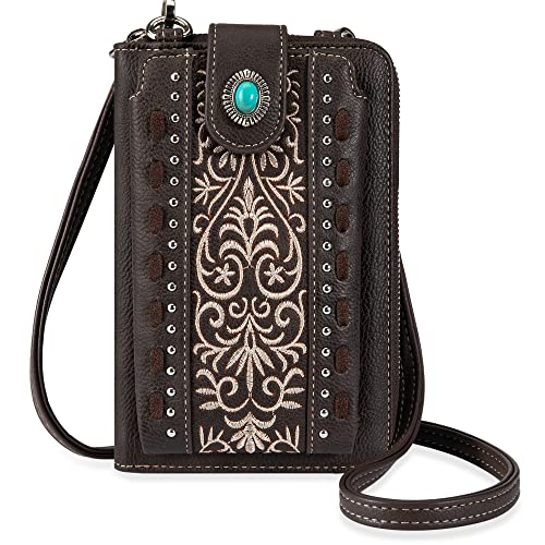 Image of Montana West Western Crossbody Phone Wallet for Women RFID Blocking Wallet Purse with Cash Slots & Zipper Pocket