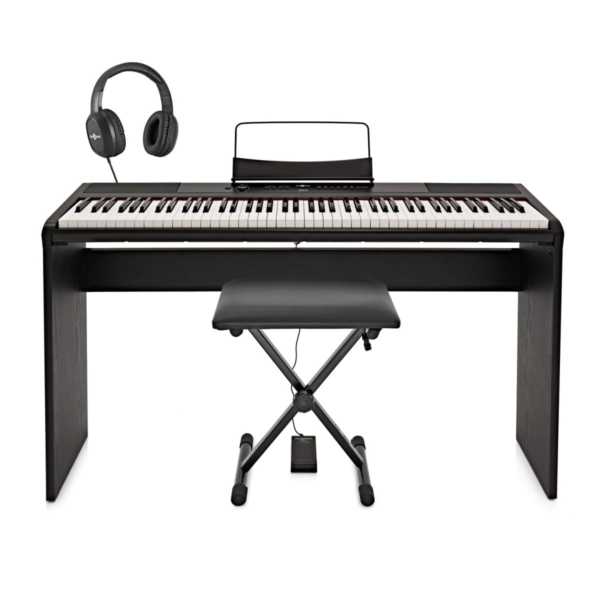 SDP-2 Pianoforte da Palcoscenico di Gear4music con Pacchetto Accessori Completo | Piano digitale 88 tasti pesati, altoparlanti stereo integrati e uscita cuffie, RCA e USB MIDI
