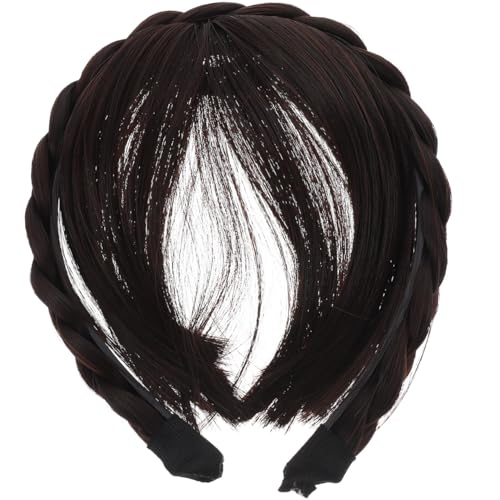 Ipetboom Perruque Synthétique Avec Bandeau Et Frange Ajustable Marron Pour Femmes Et Filles Confortable Quotidien Cosplay Fête