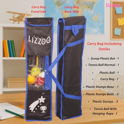 Image of Cricket Kit Full Size | Cricket Kit for Kids 5-10 Years Full Kit | Cricket Set and Bat Kit Toy for Boys Girls | Outdoor Sports Gift (Plastic Scoop Bat, Blue, 5-10 Years)