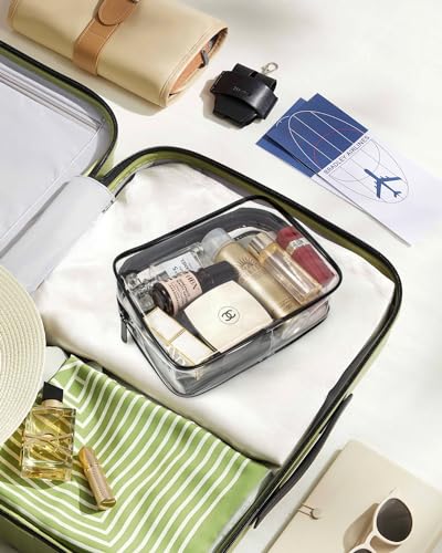 TSA Approved Toiletry Bag - Clear Makeup Bag Waterproof Quart Size Bag, Travel Makeup Cosmetic Bag for Women Travel Car Accessories Essentials for Men and Women (Clear-Black)4