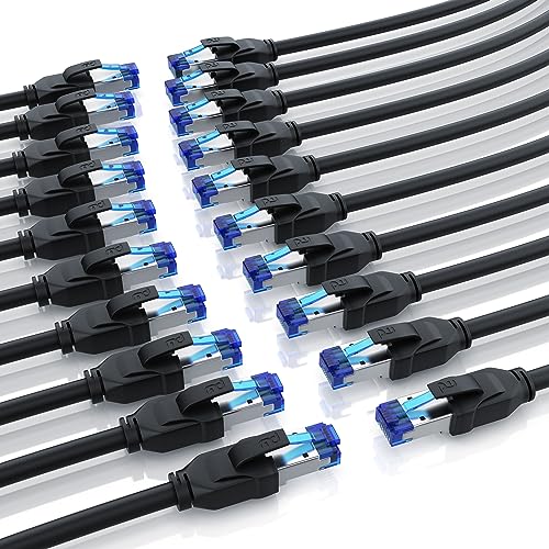 CSL 20 x 0,25m CAT 8.1 Netzwerkkabel 40 Gbits LAN Kabel Patchkabel Datenkabel, CAT 8 High Speed Gigabit Ethernet Cable, 40000 Mbits Glasfaser Geschwindigkeit - S/FTP PIMF Schirmung RJ45 Stecker