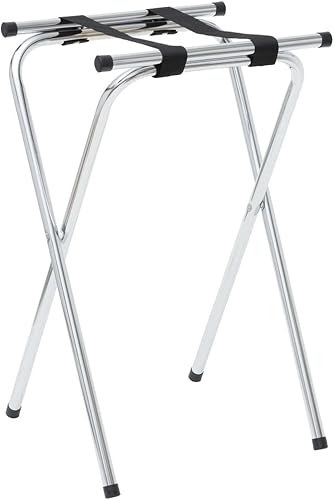 American Metalcraft Soporte de bandeja de metal de lujo cromado pulido