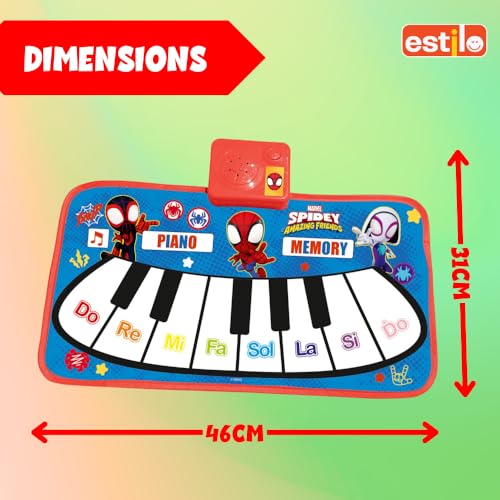Image of Estilo Floor Piano Mat for Kids & Toddlers | Baby Playing Mat with Music 11 Keys | Musical Toy Gift for Boys & Girls Age for 1-6 | Engaging Keyboard for Toddlers (Spider Man)