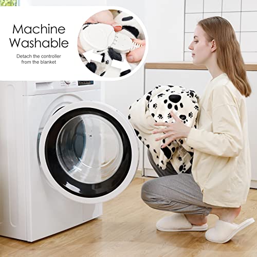 Homde Heated Electric Throw 50 Inch X 60 Inch Flannel Washable Blanket With 10-Heat Setting Auto-Off Controller For Bed Or Couch, Black White Cat Paw #TOP6