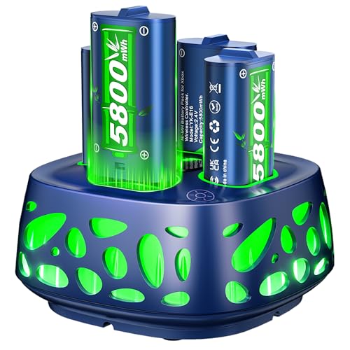 Feirsh Rechargeable Battery Pack for Xbox with Charger, 4x5800mWh Fast Charging Rechargeable Battery Packs for Xbox Controller Batteries for XboxOne Series X|S,One S/X,Sets Xbox one Cases and Storage