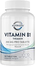 Vitamin B1 (Thiamin) Hochdosiert 200 mg Tabletten - 180 Tabletten - Veganfreundlich – Von Nutriota