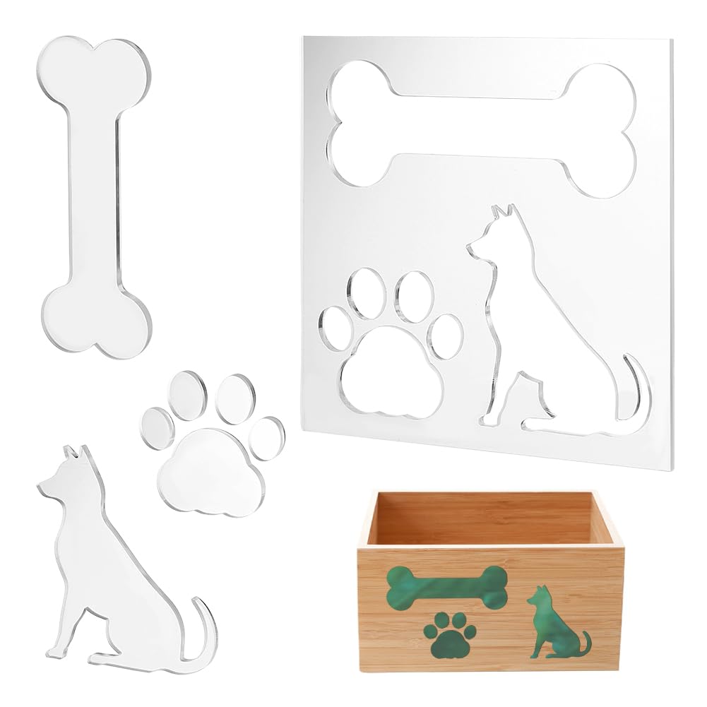 PH PandaHall Router Template for Woodworking Dog Bone/Paw Router Jig Templates Clear Acrylic Bee Inlay Templates 3 in 1 Craft Template Router Stencils for Wooden Projects Handmade Crafts Making