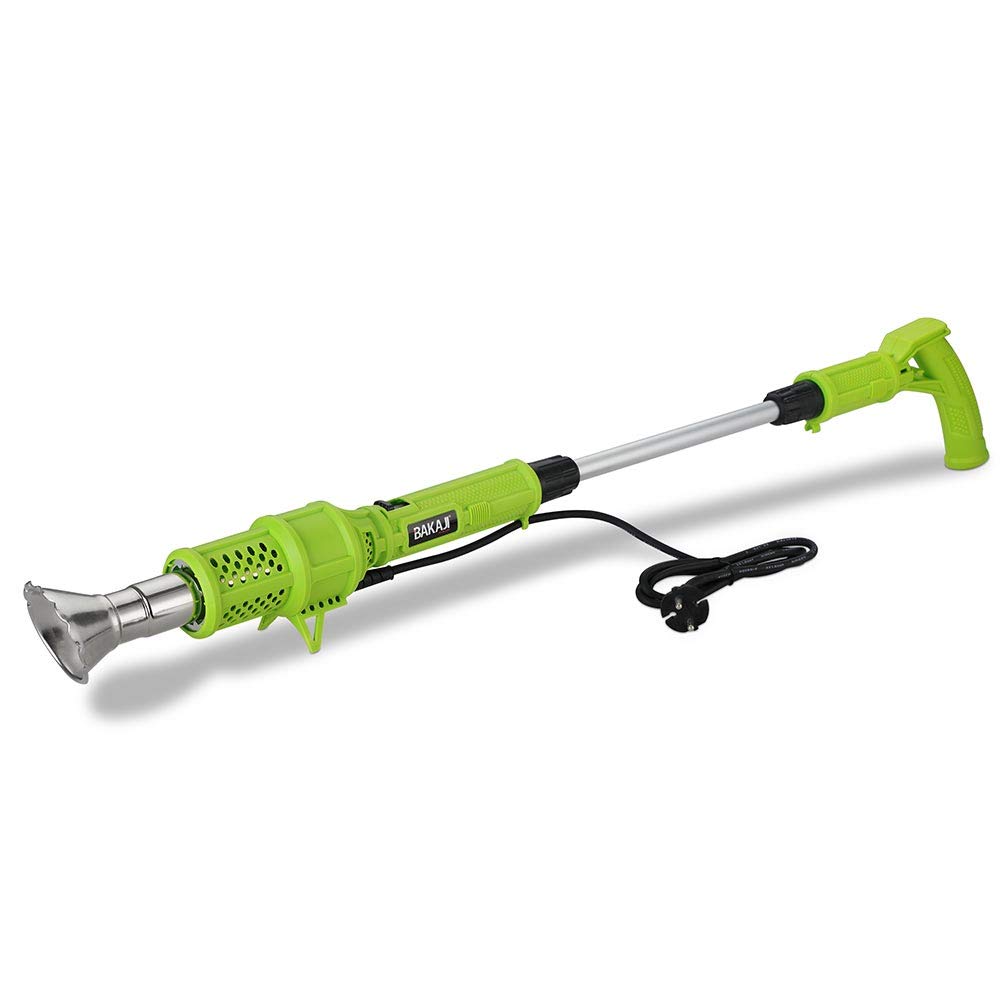 BAKAJI Bruciatore Erba Elettrico 2000W 230V Diserbante Termico Doppia Temperatura Selezionabile 80/600 Gradi con 2 Beccucci Intercambiabili Lunghezza 100cm Manutenzione Giardino Esterno, verde/grigio