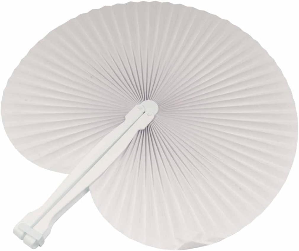 generico 70 pezzi ventagli ventaglio da borsetta matrimonio segnaposto bomboniera wedding manico in plastica e chiusura a gancio 7 colori (bianco)