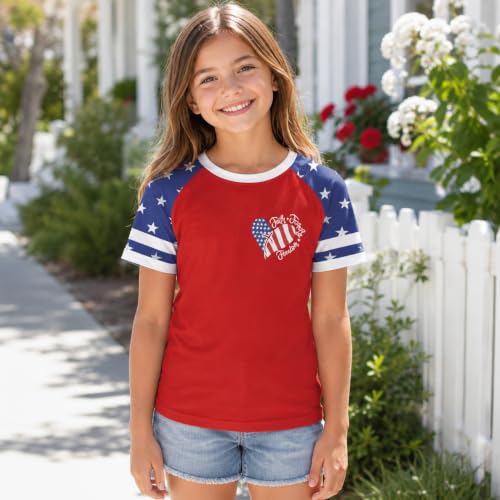 Image of 4th of July Shirts for Girls Patriotic American Flag Kids Clothing