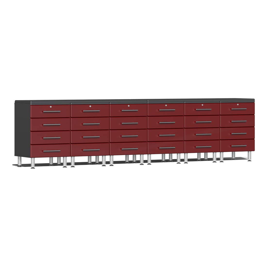 Ulti-MATE UG23082R 8-Piece Cabinet Kit with 2 Recessed Worktops in Ruby Red Metallic