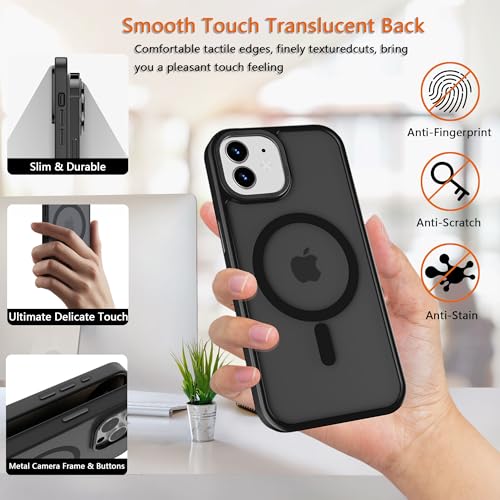 Image of Magnetic iPhone 12 /12Pro case,Compatible with Magsafe, Military-Grade Protection,Slim Translucent Matte Shockproof with Anti-Scratch Anti-Fingerprint Phone Cover (Black, iPhone 12 /12Pro)