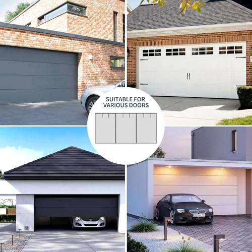 Image of Garage Door Screen for 2 Car Garage,16X7Ft Heavy Duty Magnetic Garage Screen,Durable Nylon Screen Door Mesh,Tear-Resistant, Pet and Kid Friendly Door Screen,Silver Grey