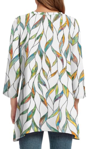 Image of OFEEFAN Tunic Tops for Women Loose Fit Dressy 3 /4 Length Sleeve Womens Tops with Asymmetrical Hem S-4XL