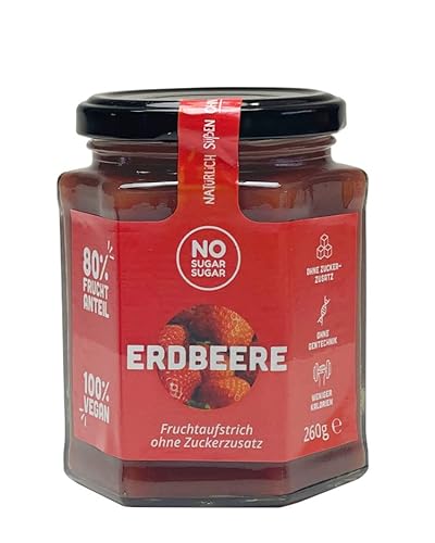 NO SUGAR SUGAR Fruchtaufstrich Erdbeere ohne Zuckerzusatz mindestens 80% Fruchtanteil mit Erythrit und Stevia | Brotaufstrich Hergestellt in der EU (260g) Cover