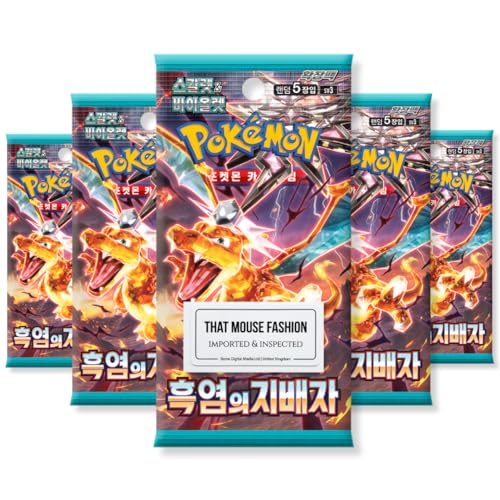 Obsidian Flames Ruler of the Black Flame Korean 5 Booster Packs | TCYM Authenticated | Korean Pokemon Cards | Pokemon Obsidian Flames Booster Packs | Pokémon Scarlet and Violet | That Mouse Fashion