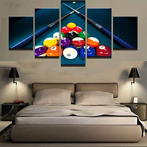 OPINIONES DECORACION BILLAR HIMFL HD Impreso Modular Lona Póster 5 Paneles Pintura del Arte de la Pared Sala Casa Decoración Billar Deportivo Imágenes,A,40x60x2+40x80x2+40x100x1