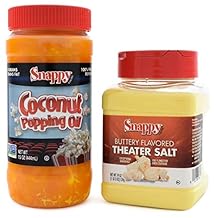 Snappy Pure Colored Coconut Popping Oil, 15 oz, Buttery Flavored Theater Popcorn Salt, 19 oz