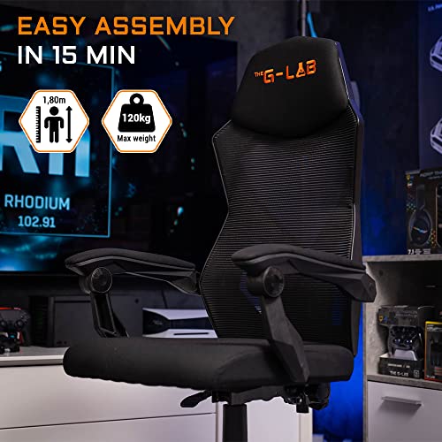 The G-Lab K-Seat Rhodium ATOM Sedia Da Gioco In Rete Traspirante, Sedia Da Ufficio Comoda Ed Ergonomica, Poggiatesta Imbottito, Schienale Reclinabile a 120°, Peso Massimo 120 kg - NUOVO 2022 (nero) - Sedia gaming - Immagine 7