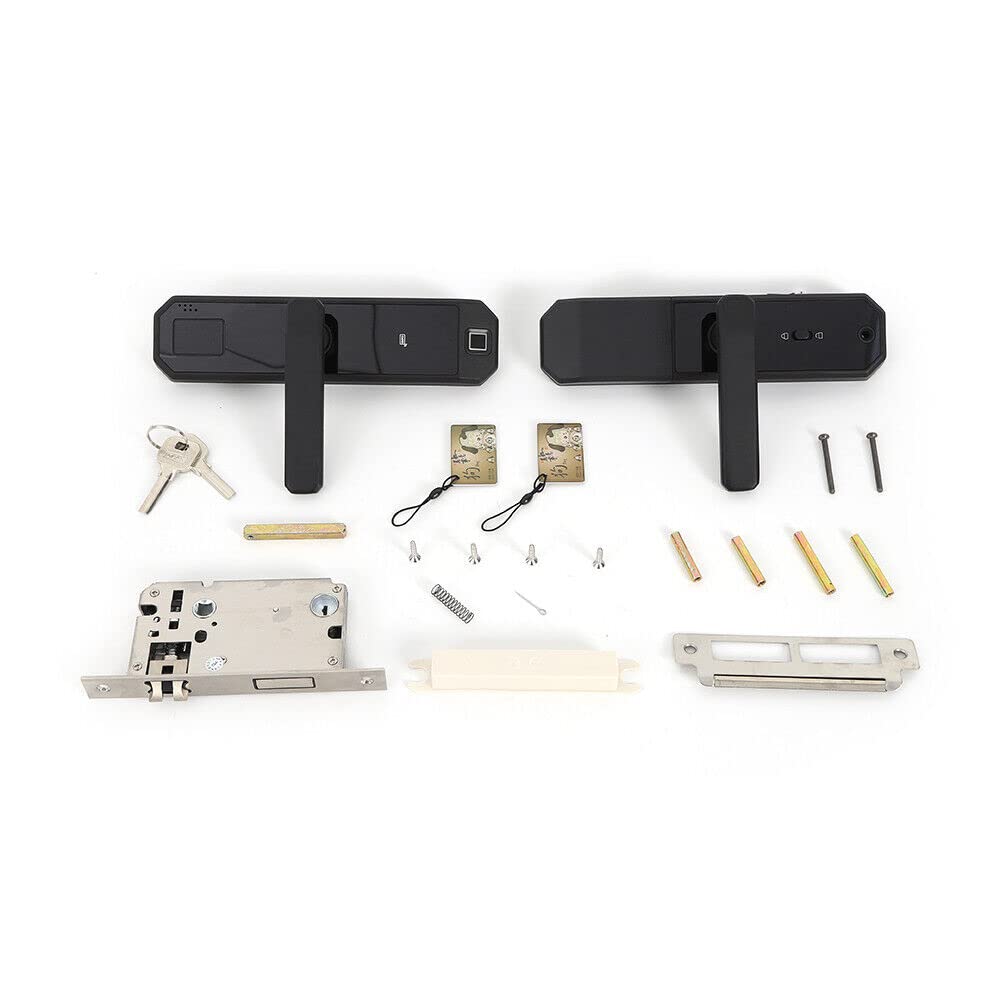 Poignées de porte avec poignée de porte à empreintes digitales, serrure intelligente avec instructions vocales, empreintes digitales, clé de déverrouillage par code, pour portes en bois, compatible