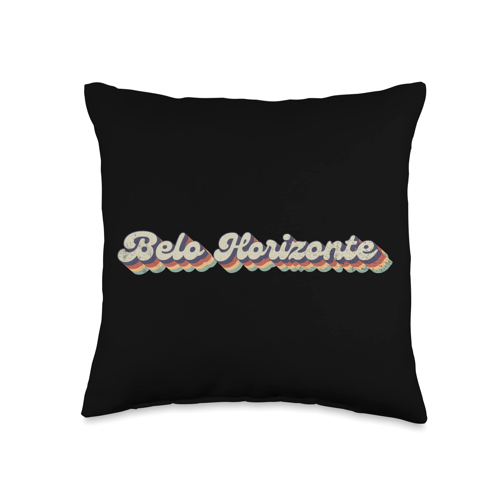 70's 80's Retro City-Vintage Belo Horizonte Throw Pillow, 16x16, Multicolor