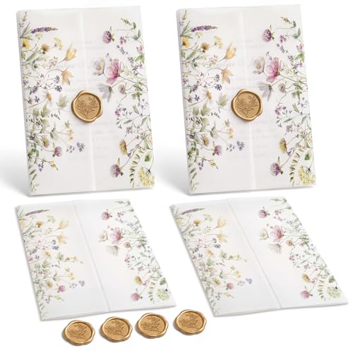 Cartes RSVP mariage fleurs sauvages vélin pour collecter facilement les réponses invités