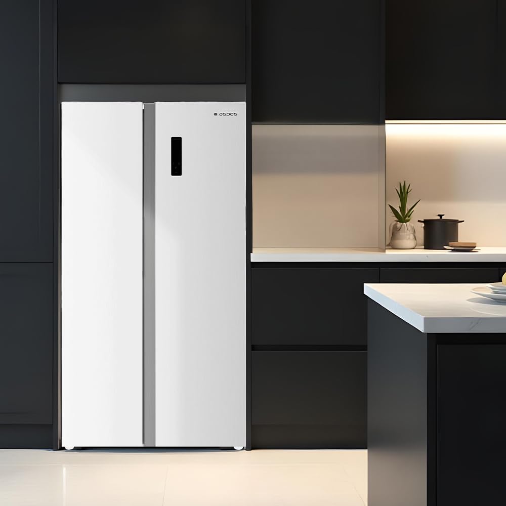Aspes Frigorífico Americano Blanco, 2 Puertas. AA18901ENF, Capacidad 442 Litros, No Frost, Multi Air Flow, 39 dB, Puerta Única Dirección, Apertura con Tirador, Clase E